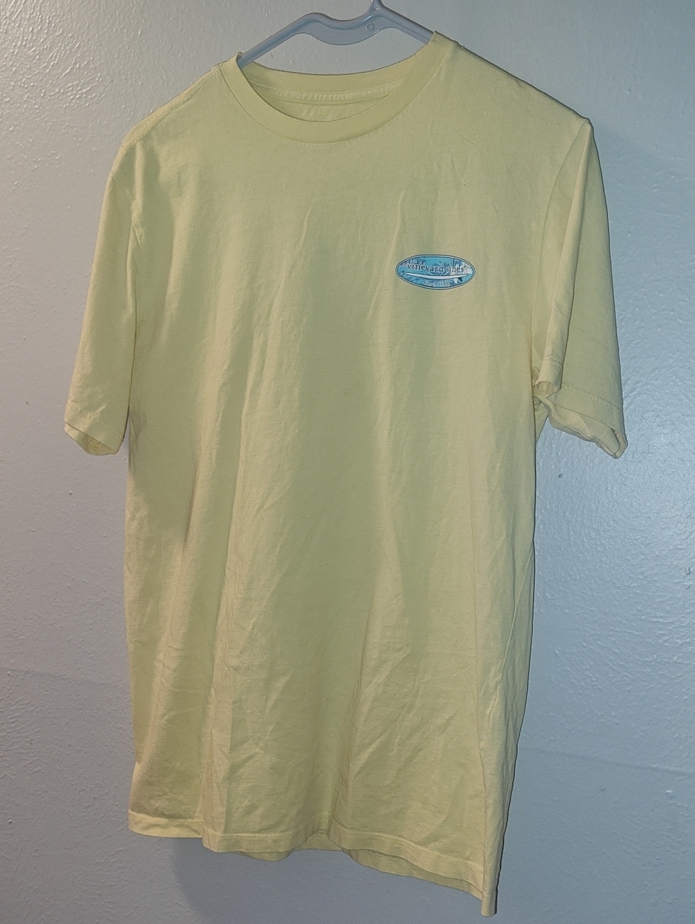 Vineyard Vines Pale Yellow Short Sleeve Logo Tee Sz small